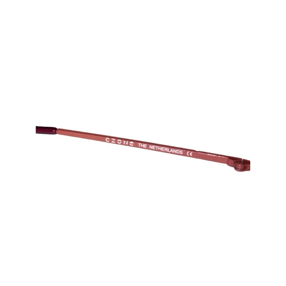 C-Zone Semi-Rimless Cat-Eye Eyeglasses Wine Red Stainless Steel Half-Rim Frames
